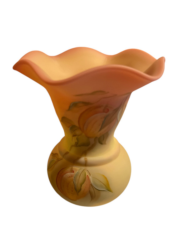 Fenton Burmese Peach Tree Branch Vase #135/750 Signed D Barlau