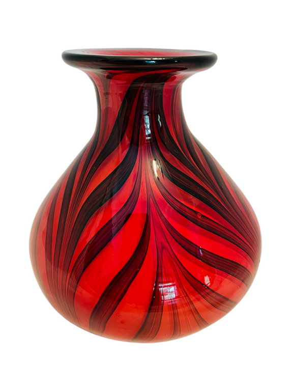 Dave Fetty Missouri Pulled Feather Vase 6 1/2" Signed Dave Fetty