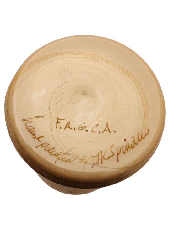 Chocolate Roses Fenton FAGCA 10" Vase Faced Signed JK Spindler - HTF