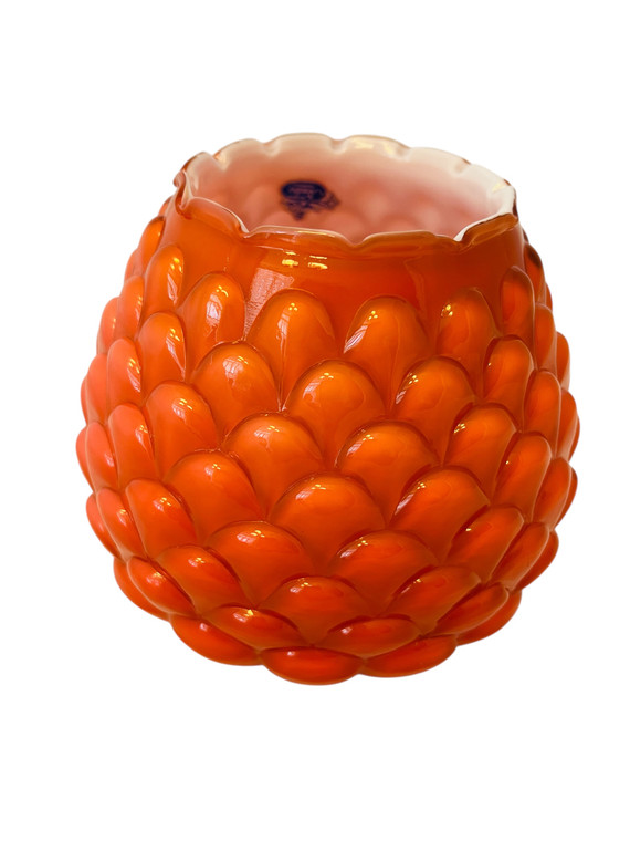 Jacqueline Orange Overlay Fenton Rose Bowl 6"