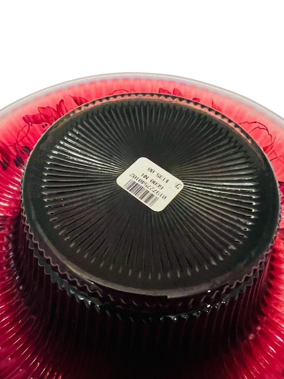 Fenton Botanical Cadence Plum Opalescent Grape Bowl #358/1950 Signed D Johnson