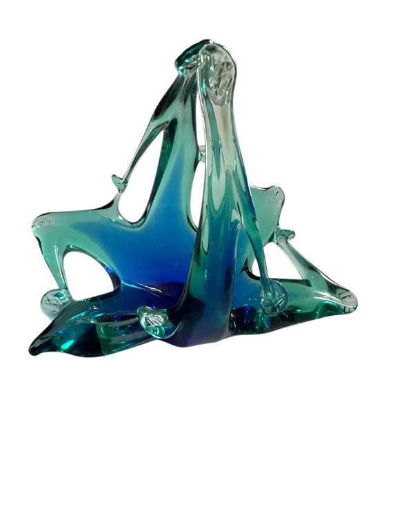 Sm. Murano Crystal Blue Green Basket