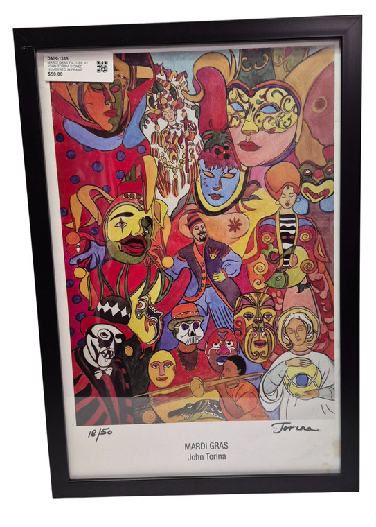MARDI GRAS BY JOHN TORINA SIGNED NUMBERED IN FRAME VINTAGE