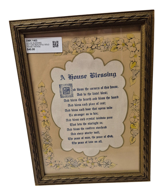 HOUSE BLESSING PICTURE BEAUTIFUL GOLD FRAME VINTAGE