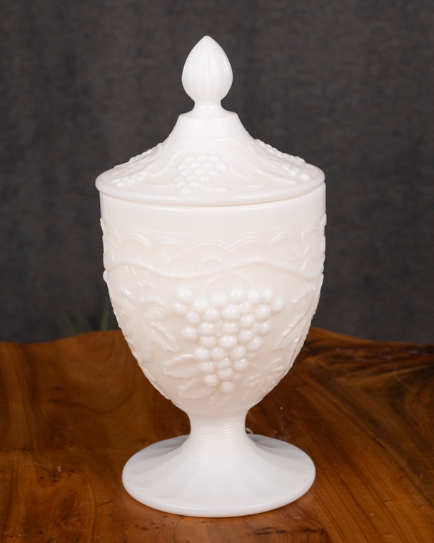 Imperial Milk Glass Covered Chalice Rustic Brew Candle