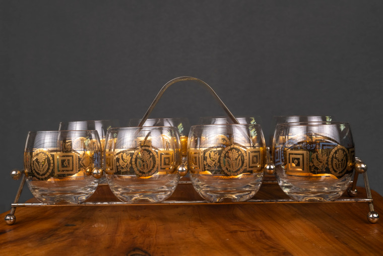 Mid Century Roly Poly Whisky Caddy Set