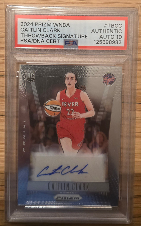 2024 PRIZM WNBA CAITLIN CLARK AUTO THROWBACK PSA AUTO 10