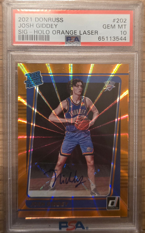 2021 DONRUSS JOSH GIDDEY SIGNATURE HOLO ORANGE LASER PSA 10 (POP 2!)