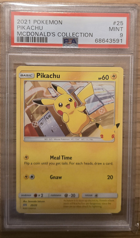 2021 POKEMON PIKACHUE MCDONALD'S COLLECTION PSA 9
