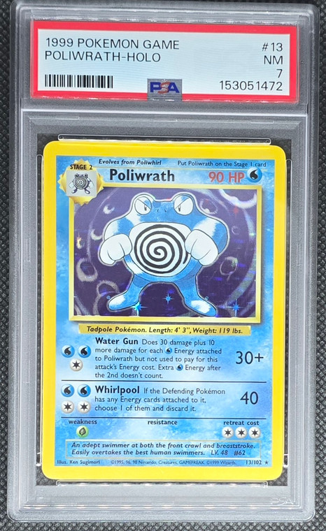 1999 Pokemon Game Poliwrath Holo Psa 7