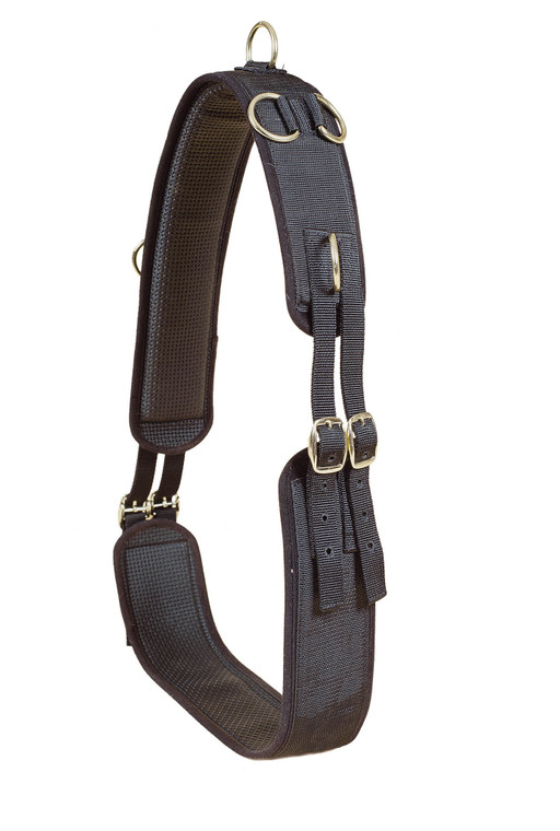 LEATHER NEOPRENE SURCINGLE WITH BRASS PLATED HARDWARE