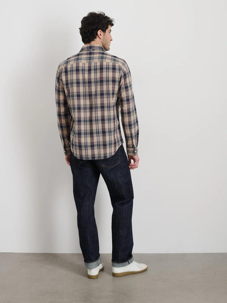 Alex Mill long sleeve Mill shirt in cotton madras plaid.