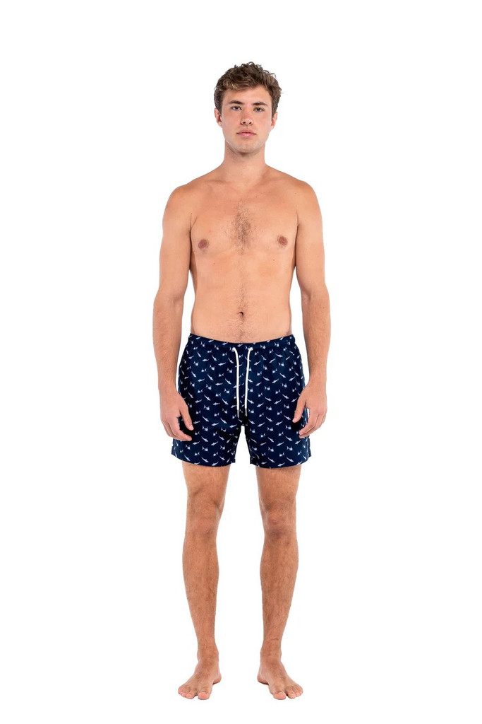 Bermies Classic Shark swimsuit with compression liner.