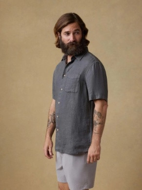 Faherty short sleeve Palma linen shirt in lightweight breathable fabric