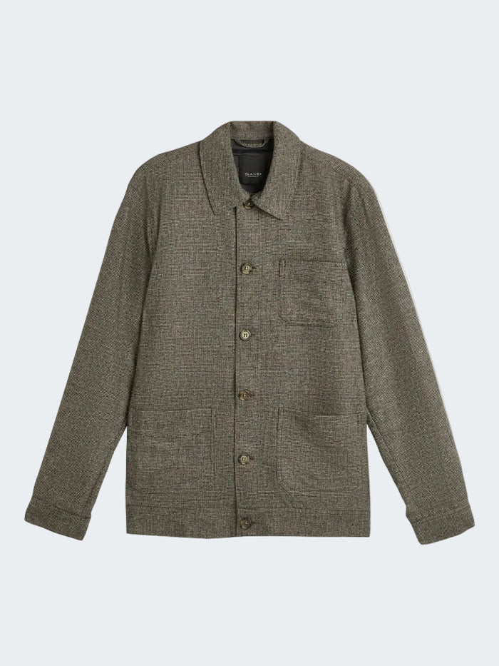 Sand Copenhagen Aiden pocket microcheck overshirt.