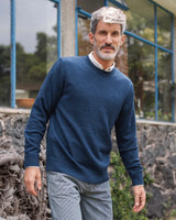 Alex Crane Campo wool crew neck sweater in indigo.