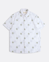 Far Afield classic short sleeve shirt with embroidered suns.