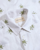 Far Afield classic short sleeve shirt with embroidered suns.