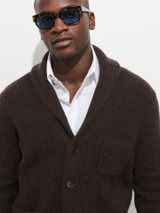 Alex Mill Wallace shawl collared cashmere cardigan.