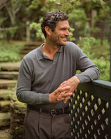 Alex Crane Lolo long sleeve knit polo in 100% cotton.