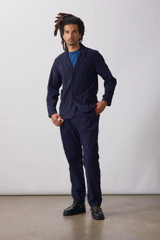 Service Works corduroy waiter pants in navy blue.