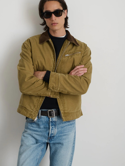 Alex Mill Miller zip mechanic jacket in canvas.