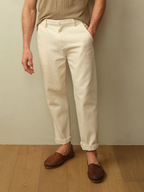 Road to Nowhere Pilon cropped pant in 10 oz recycled cotton.