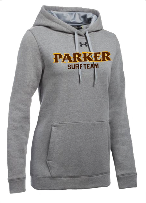 Ladies Hustle Fleece Hoody - "PARKER SURF TEAM" [colors: gray, white]