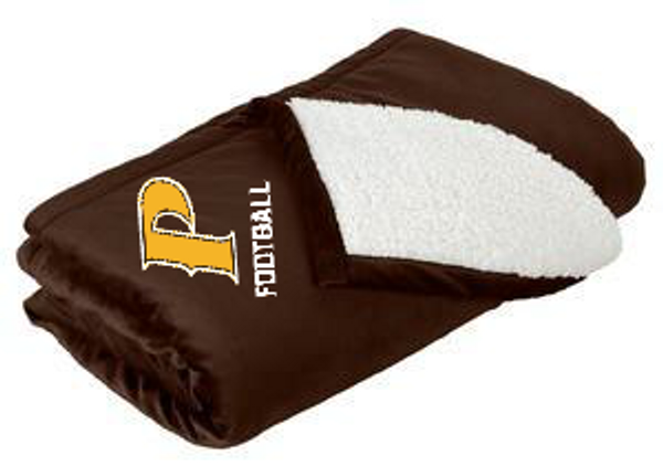 Mountain Lodge Sherpa Blanket - "P FOOTBALL" (colors: Brown, Gray)