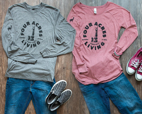 a pink and gray four acres living long sleeve t-shirts 