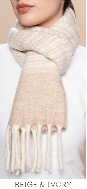 Striped Boucle Alpaca and Wool Scarf