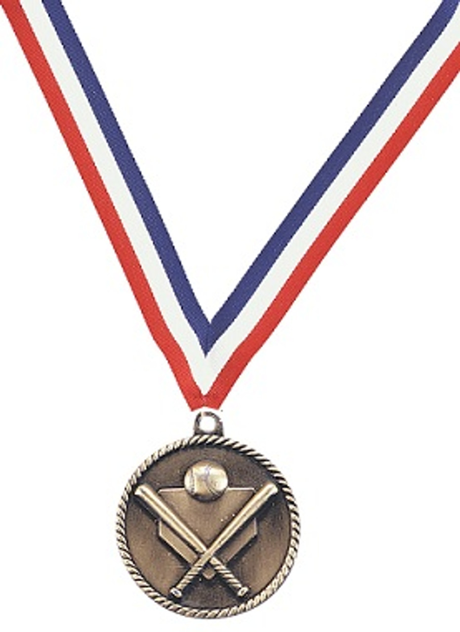 Medal with Red, White & Blue Ribbon with Engraving - Bridgewater Trophy