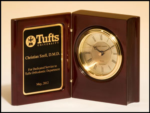 Mahogany Finish Book clock with Gold-Spun Dial 