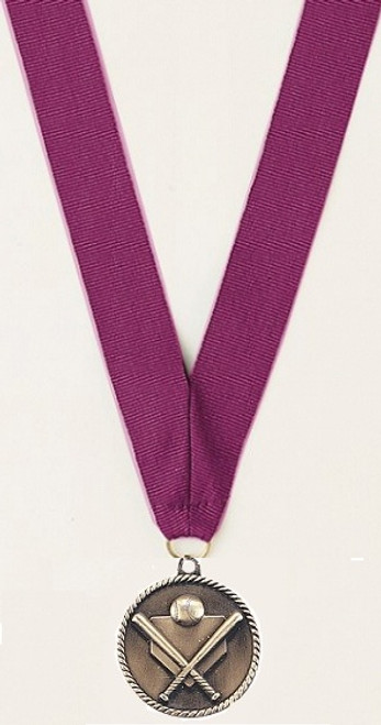 Medal with Purple Ribbon with No Engraving