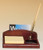 Rosewood Piano-Finish Desk Organizer with Business Card Holder, Pen & Notepad