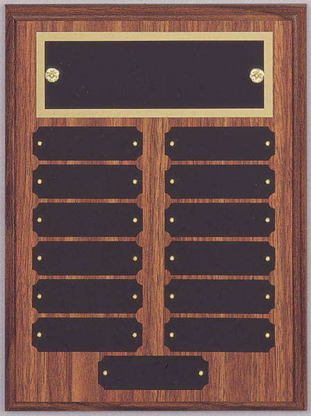 9" x 12" (13 Plate) Walnut Finish Perpetual Plaque with Top Plate Border