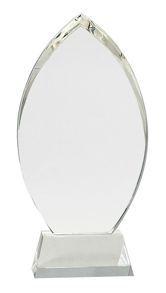 Crystal Oval Mounted on a Crystal Pedestal with Sandblasted Engraving 10.5" Tall