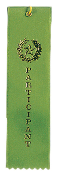 Participant Green Carded Ribbon with String 2 X 8