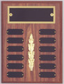 9" x 12" (12 Plate) Walnut Finish Perpetual Plaque with Top Plate Border & Middle Decoration