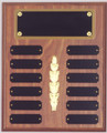 10.5" x 13" (12 Plate) Walnut Finish Perpetual Plaque with Top Plate Border & Middle Decoration