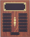 10.5" x 13" (13 Plate) Walnut Finish Perpetual Plaque with Top Plate Border & Middle Decoration