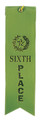 6th Place Green Carded Ribbon with String 2 X 8