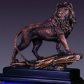 Large Lion Bronze Plated Resin Sculpture 11" Tall