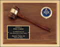 Walnut Plaque with Gavel Attached & Company Logo