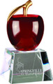 Red Crystal Apple with Gold Leaf on Clear Base 6" Tall