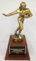 Fantasy Football: Cast Bronze Metal Football Runner on Solid Walnut Base 26" Tall 