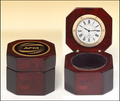 Rosewood Piano-Finish Desktop Clock with Velour Lined Storage