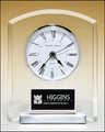 Desk Clock with Beveled Upright, Silver Bezel and Base, Three Hand Movement