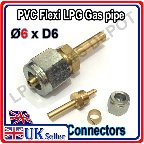 PVC Plastic gas Pipe D6 x D6 STRAIGHT connector