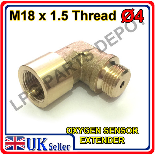 M18 x 1.5mm step x D4 hole BRASS ELBOW Lambda O2 Oxygen Sensor Extender Spacer for Decat & Hydrogen